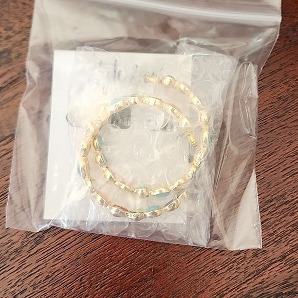 Gold-Tone Mixed Stone Open Hoop Earrings, Created Style & Co - Picture 3 of 5